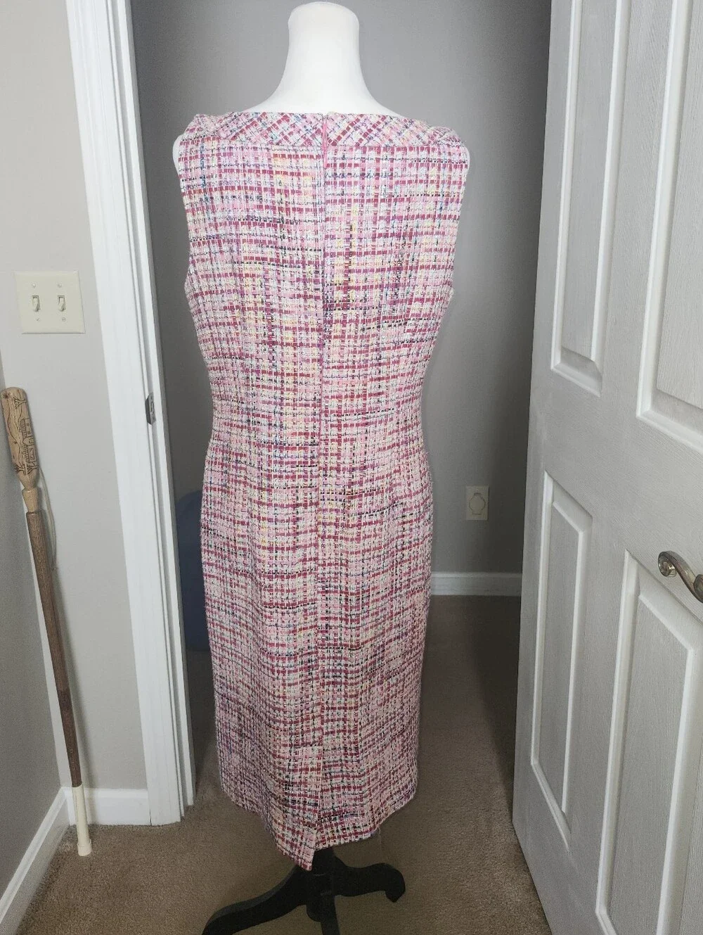 RSVP By Talbots Tweed Ribbon Sheath Midi  Dress, Lined, Sleeveless, 8